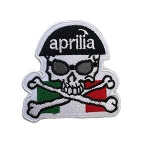 Aprilia Italy Motorcycle Skull Bones Flag Embroidered Patch